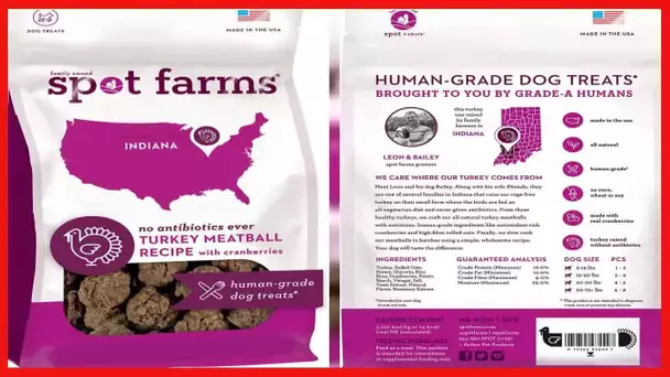 Spot Farms Turkey Meatball Recipe Healthy All Natural Dog Treats Human Grade Made In USA 12.5 oz