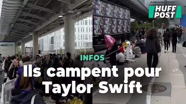 Les fans de Taylor Swift campent devant La Défense Arena en attendant le concert