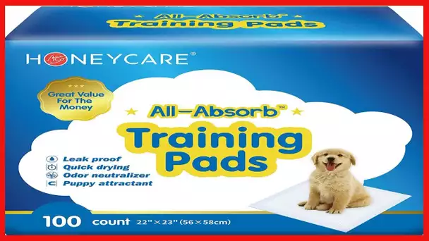 HONEY CARE All-Absorb, Large 22" x 23", 100 Count, Dog and Puppy Training Pads, Ultra Absorbent