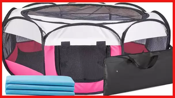 Ztinng Portable Foldable Pet Playpen Exercise Pen Kennel with Carrying Case for Dog Puppy/Cat