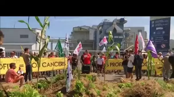 Manifestation devant une usine Monsanto près de Biarritz