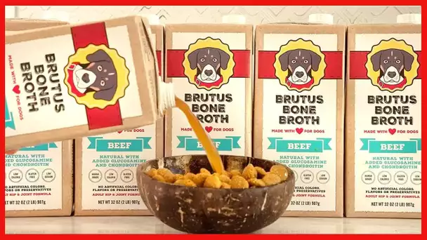 Brutus Bone Broth for Dogs 384 Oz | All Natural | Made in USA | Glucosamine & Chondroitin for Health