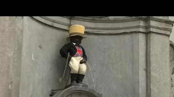 Le Manneken-Pis de Bruxelles aux couleurs britanniques pour le Brexit