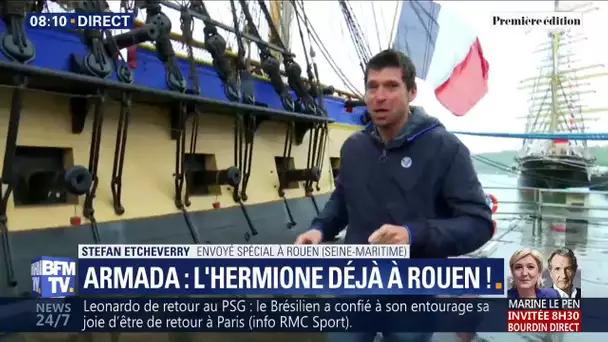 L&#039;Hermione est arrivée avec un jour d&#039;avance à Rouen en raison de la tempête Miguel