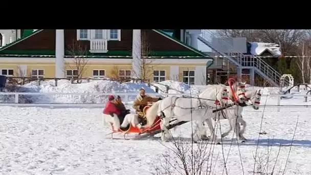 Des courses de troïkas dans la neige en Russie