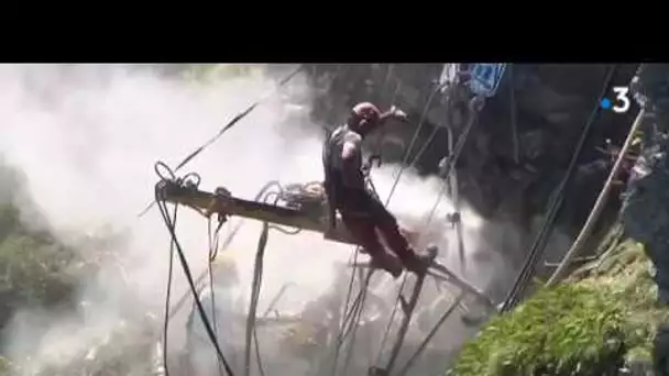 Pont suspendu et forage acrobatique à Mazamet dans le Tarn