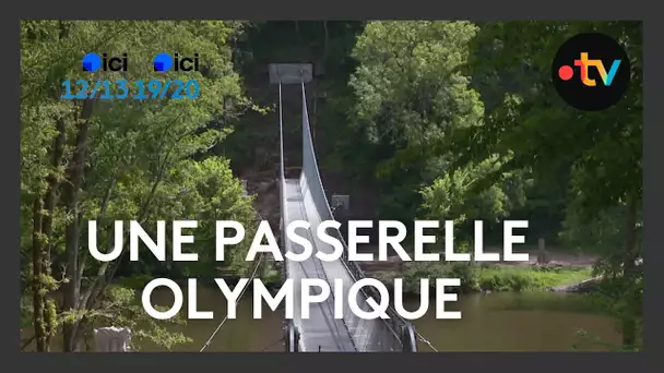 Une passerelle himalayenne enjambe la Creuse pour le passage de la flamme olympique