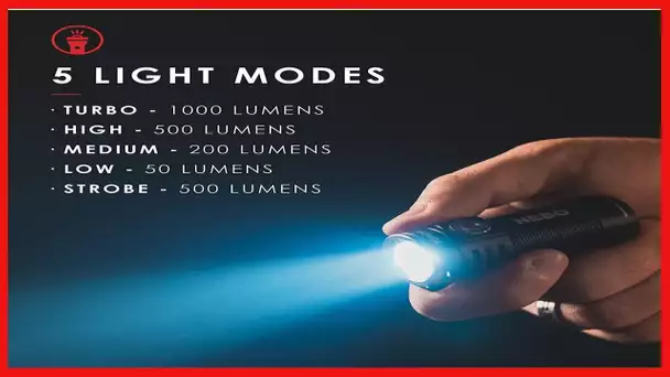 NEBO 1000-Lumen Pocket Sized Flashlight: 4 Light Modes Plus Turbo Mode; Water and Impact Resistant