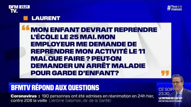 Mon employeur me demande de reprendre le 11 mai. Puis-je demander un arrêt pour garde d'enfant?