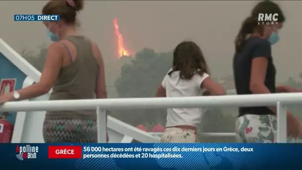 Incendies en Grèce: sur l'île d'Eubée, les habitants fuient leur maison en proie aux flammes