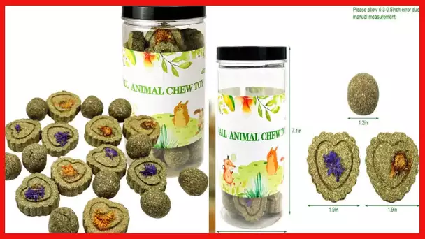 Rabbit Chew Toys, Small Animal Treats Natural Timothy Grass Chew Toys, Grass Cake&Grass Ball Pet