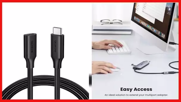 UGREEN USB Type C Extension Cable (10Gbps), USB 3.2 Type C Male to Female Fast Charging, Thunderbolt