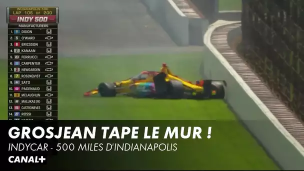 Romain Grosjean tape le mur - 500 miles d'Indianapolis