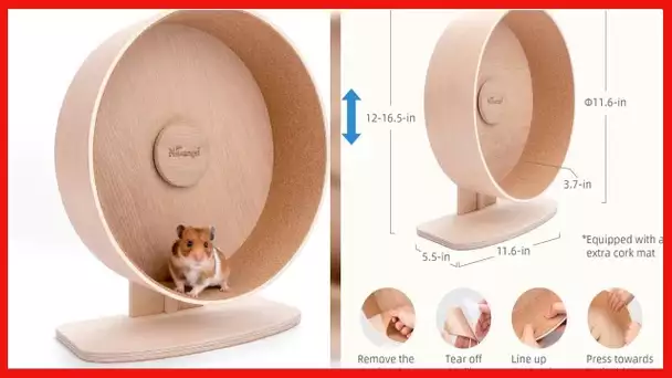 Niteangel Wooden Hamster Exercise Wheel: - Silent Hamster Running Wheel for Hamsters Gerbil Mice