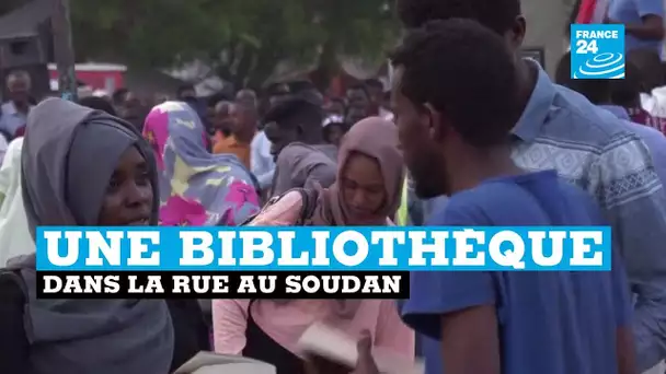 Des manifestants ouvrent une bibliothèque improvisée dans la rue au Soudan