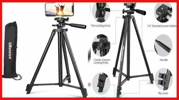 UBeesize 50-inch Lightweight Tripod for Cameras and Cell Phones, Aluminum Travel Tripod