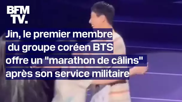 Jin, membre du groupe coréen BTS, offre un “marathon de câlins” à des fans