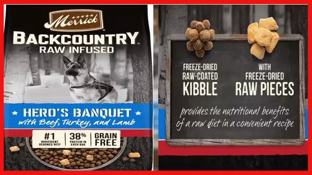 Merrick Backcountry Raw Infused Grain Free Dog Food, Hero's Banquet Recipe, Freeze Dried Dog Food -