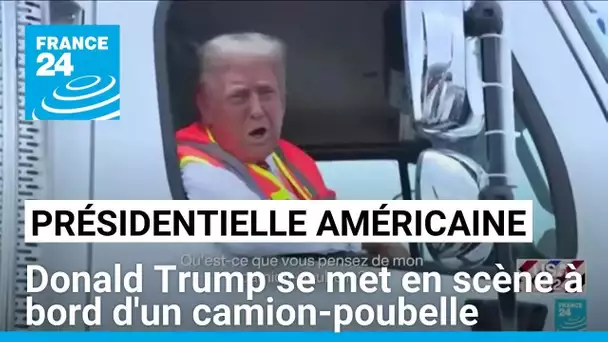 Donald Trump se met en scène à bord d'un camion-poubelle, après une gaffe de Biden • FRANCE 24