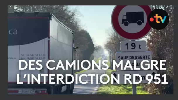 Des camions malgre l'interdiction sur la RD 951