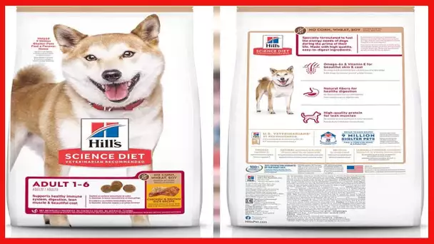 Hill's Science Diet Adult No Corn, Wheat or Soy Dry Dog Food, Chicken Recipe, 30 lb Bag