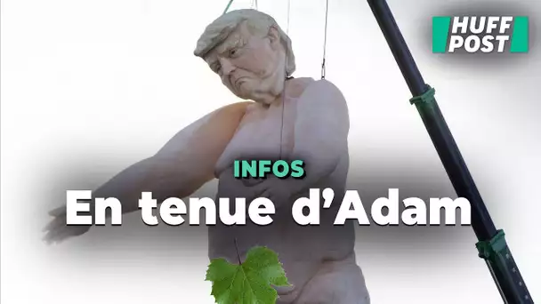 Les républicains n’aiment pas du tout cette statue de Donald Trump nu pendu à une grue