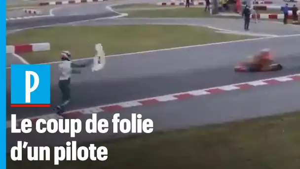 Mondial de karting : un pilote italien jette son pare-choc sur un adversaire en pleine course