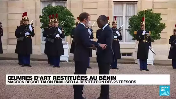 Arrivée de Talon à l'Elysée pour la restitution de 26 œuvres d'art au Bénin • FRANCE 24