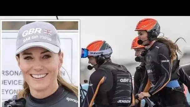 La victoire! Kate ravie alors qu'elle bat ses rivales néo-zélandaises dans la course de voile de Ply