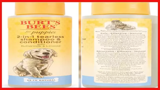 Burt's Bees for Puppies Natural Tearless 2 in 1 Shampoo and Conditioner | Made with Buttermilk