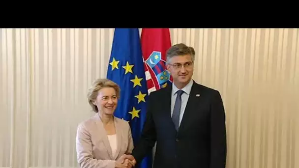 Ursula von der Leyen en visite à Zagreb en Croatie