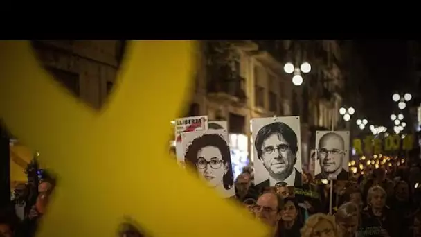 Solidarité pour l'indépendantiste catalan Carles Puigdemont à Barcelone