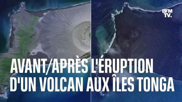 Les images avant/après l'éruption d'un volcan aux îles Tonga