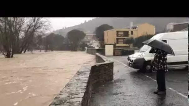 Tempête Gloria : dans l'Aude la Salz en crue à Couiza