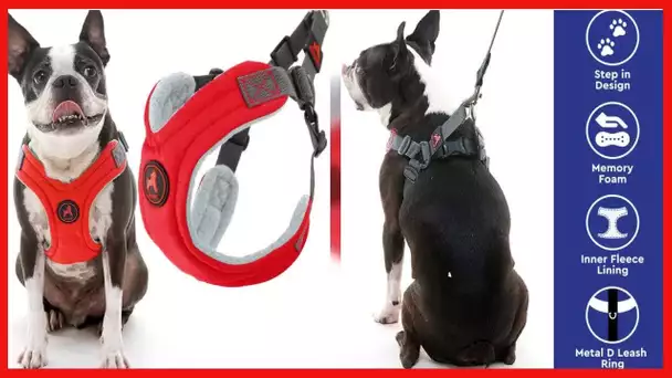 Gooby Escape Free Memory Foam Harness - Red, Large - No Pull Step-in Small Dog Harness