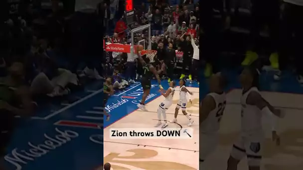 Zion Williamson throws down the alley oop with authority! 🔨  | #Shorts