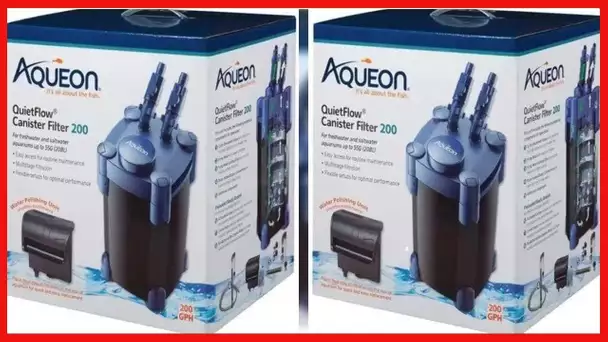 Aqueon QuietFlow Canister Filter 200 GPH, For Up to 55 Gallon Aquariums