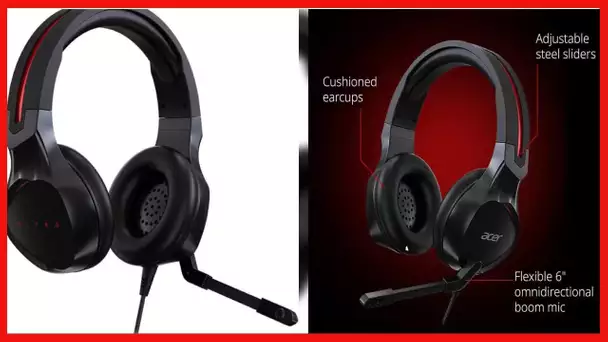 Acer Nitro Gaming Headset with Flexible Omnidirectional Mic, Adjustable Headband