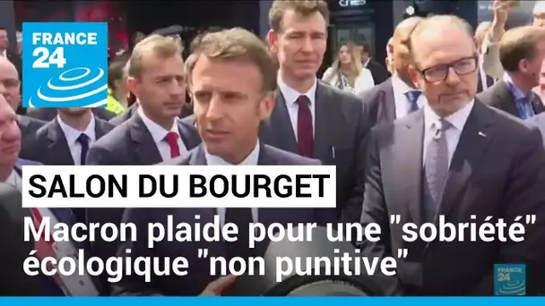 Au Bourget, E. Macron plaide pour une "sobriété" écologique "raisonnable" et "non punitive"