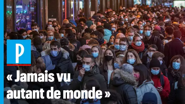 Paris : grosse affluence boulevard Haussmann pour les courses de Noël