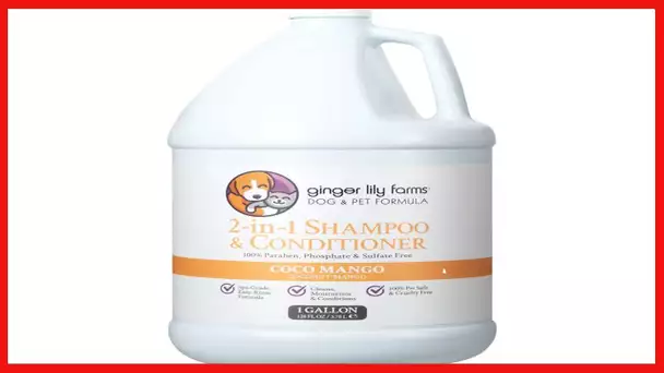 Ginger Lily Farms Dog & Pet Formula 2-in-1 Shampoo & Conditioner, 100% Vegan & Cruelty-Free, Coco