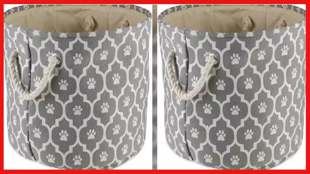 Bone Dry 6192 Pet Storage Collection Lattice Paw Print, Large Round, Gray