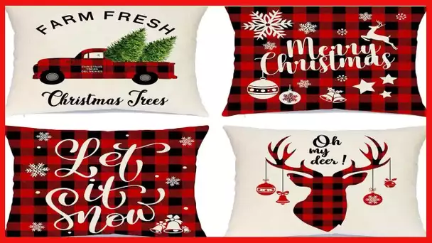 Garuits Christmas Pillow Covers 18x18 Set of 4 Christmas Pillows Decorative Throw Pillows Covers Far