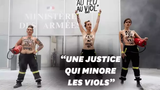 Trois Femen dénoncent l'impunité dont jouissent trois pompiers accusés de viol