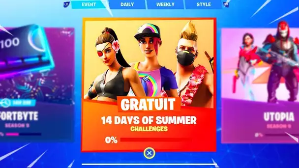 TOUT SAVOIR SUR LES 14 JOURS D&#039;ÉTÉ SUR FORTNITE ... ( 15 RÉCOMPENSES , DÉFIS, MODES DE JEUX ... )