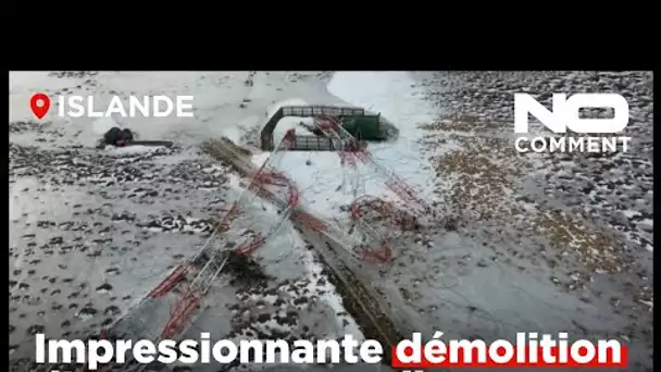 [No Comment] Impressionnante démolition d'une antenne radio en Islande