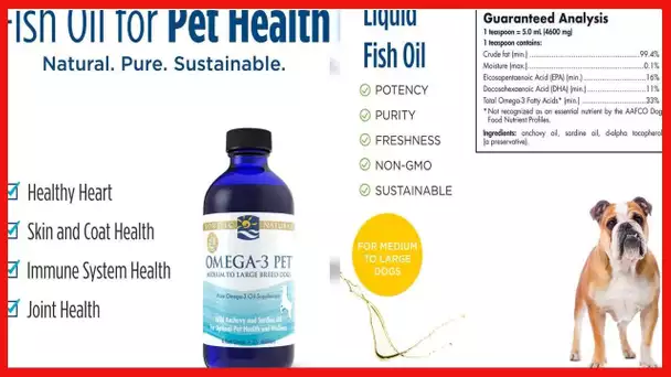 Nordic Naturals Omega-3 Pet, Unflavored - 8 oz - 1518 mg Omega-3 Per Teaspoon - Fish Oil for Dogs