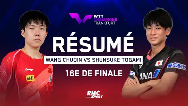 Résumé : Un duel d'acharnés entre le cador Wang Chuqin et le virevoltant Togami (WTT Francfort)