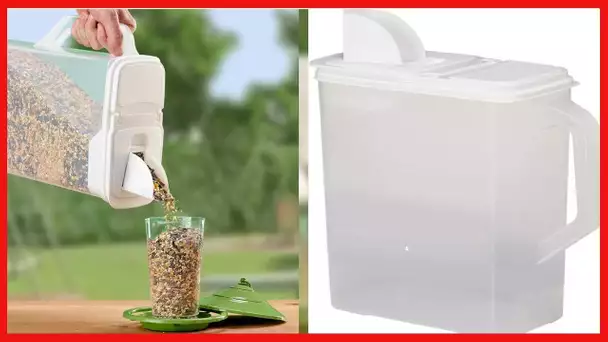 Buddeez 8Qt Pet Food / Bird Seed Storage Container and Dispenser - Flip Lid /Pour Spout with Durable