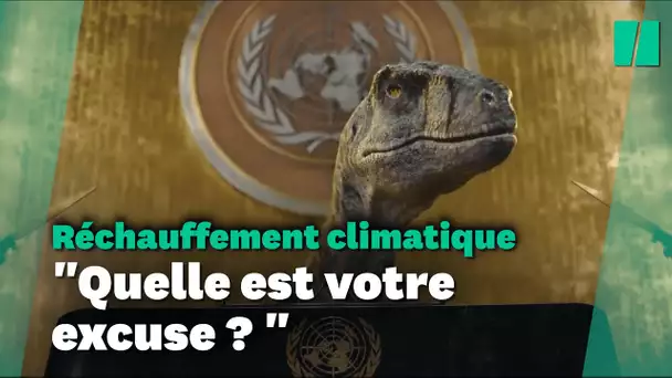 Un dinosaure envahit l'ONU et appelle le monde à "ne pas choisir l'extinction"